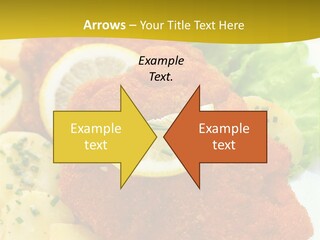 A Plate Of Food With Lemons And Lettuce On It PowerPoint Template