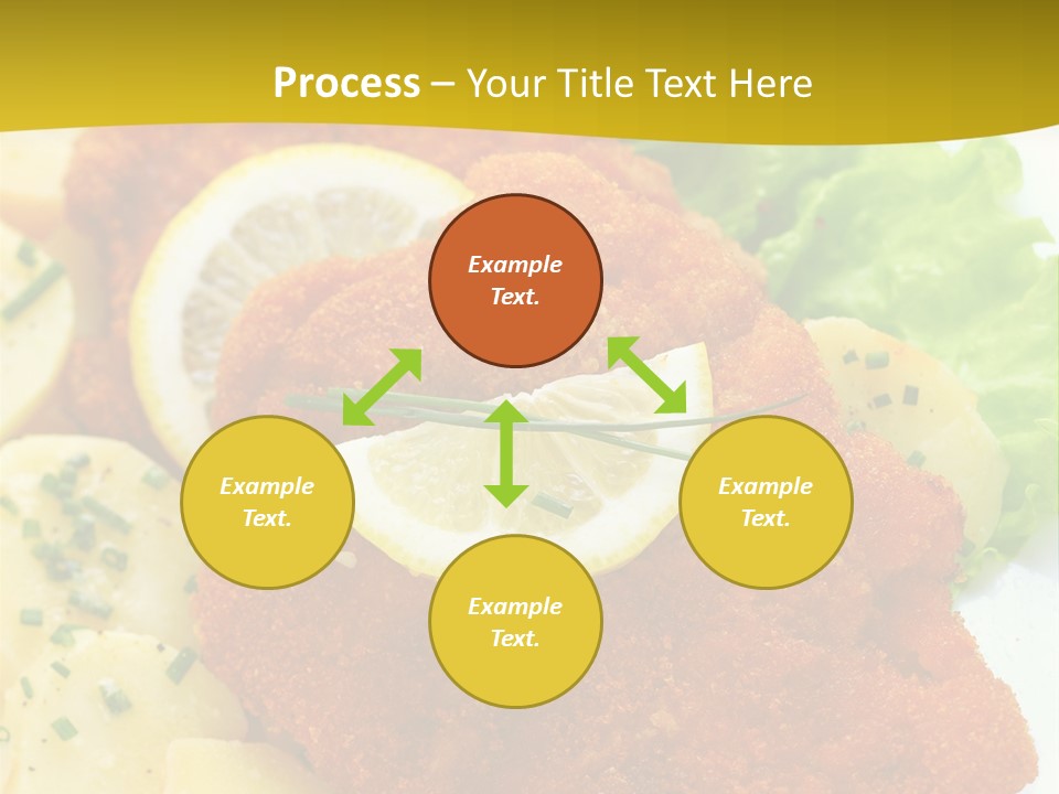 A Plate Of Food With Lemons And Lettuce On It PowerPoint Template