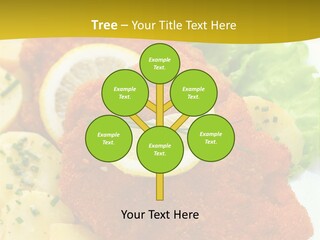 A Plate Of Food With Lemons And Lettuce On It PowerPoint Template