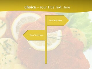 A Plate Of Food With Lemons And Lettuce On It PowerPoint Template