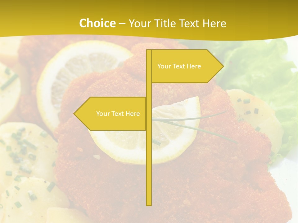 A Plate Of Food With Lemons And Lettuce On It PowerPoint Template