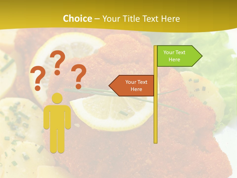 A Plate Of Food With Lemons And Lettuce On It PowerPoint Template