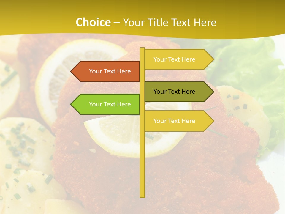 A Plate Of Food With Lemons And Lettuce On It PowerPoint Template
