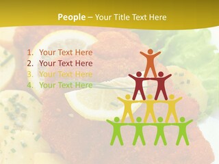 A Plate Of Food With Lemons And Lettuce On It PowerPoint Template