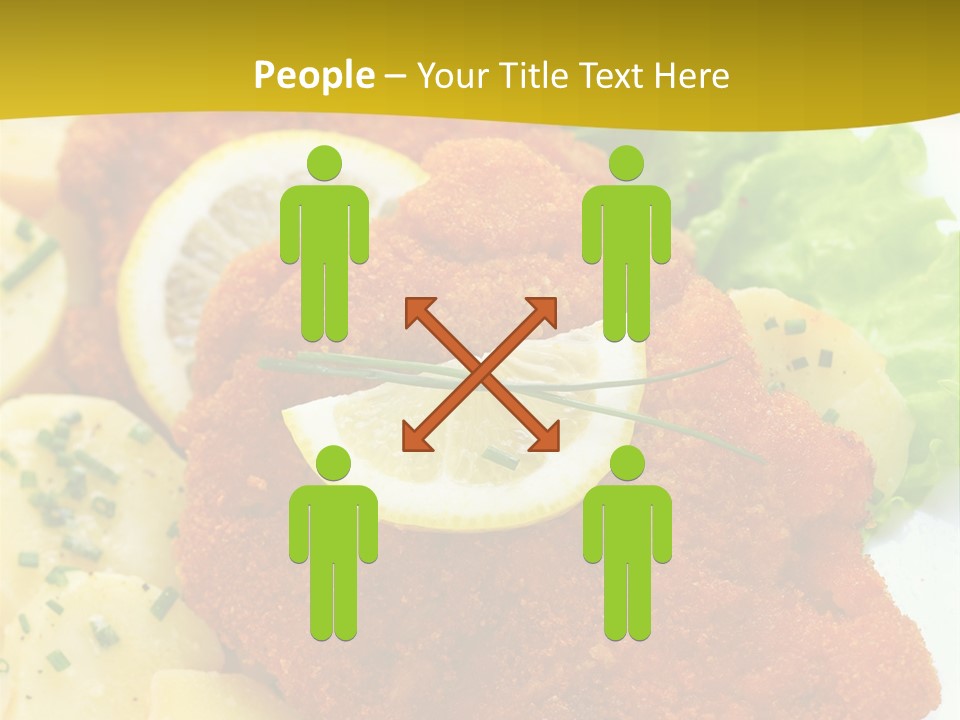 A Plate Of Food With Lemons And Lettuce On It PowerPoint Template