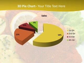 A Plate Of Food With Lemons And Lettuce On It PowerPoint Template
