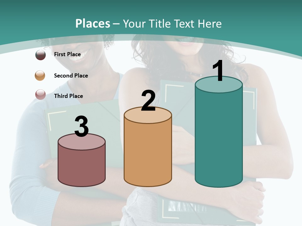 Two Women Holding Folders Powerpoint Template PowerPoint Template