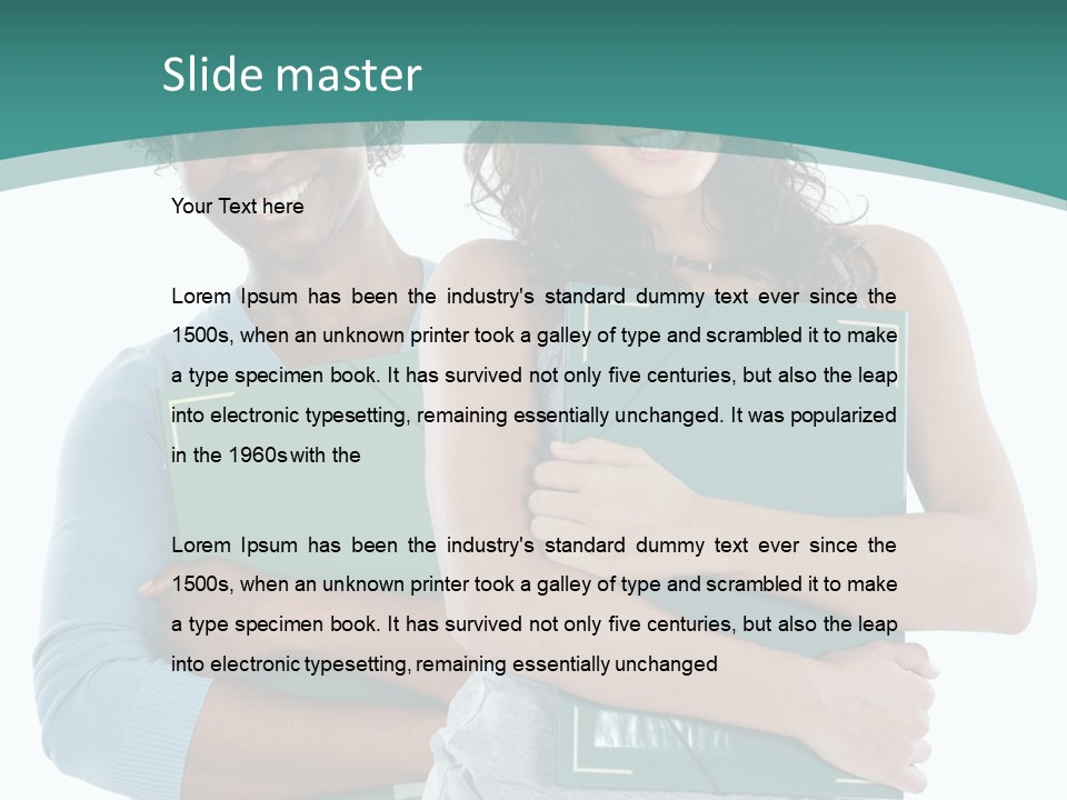 Two Women Holding Folders Powerpoint Template PowerPoint Template