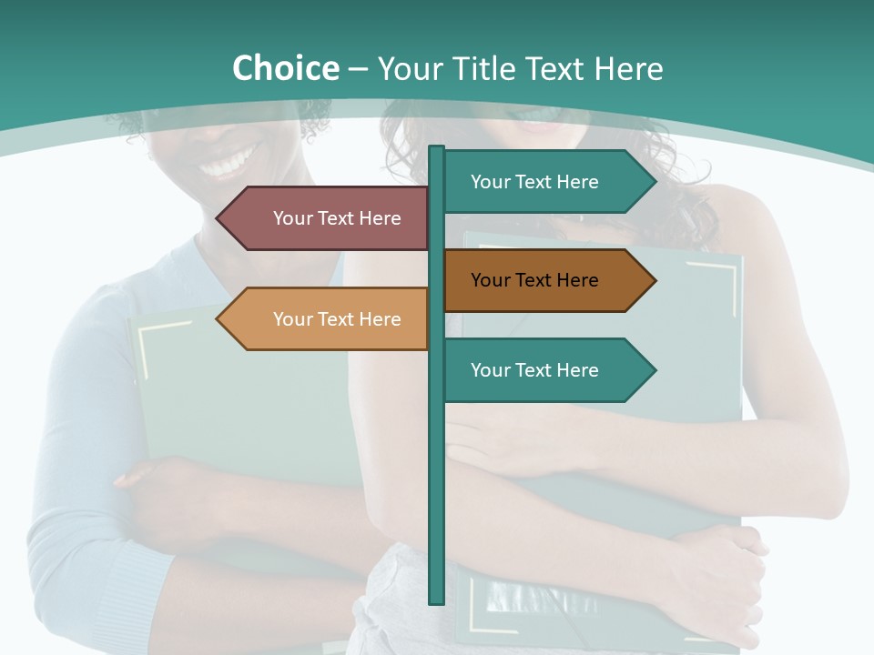 Two Women Holding Folders Powerpoint Template PowerPoint Template