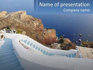 A View Of The Ocean From The Top Of A Building PowerPoint Template
