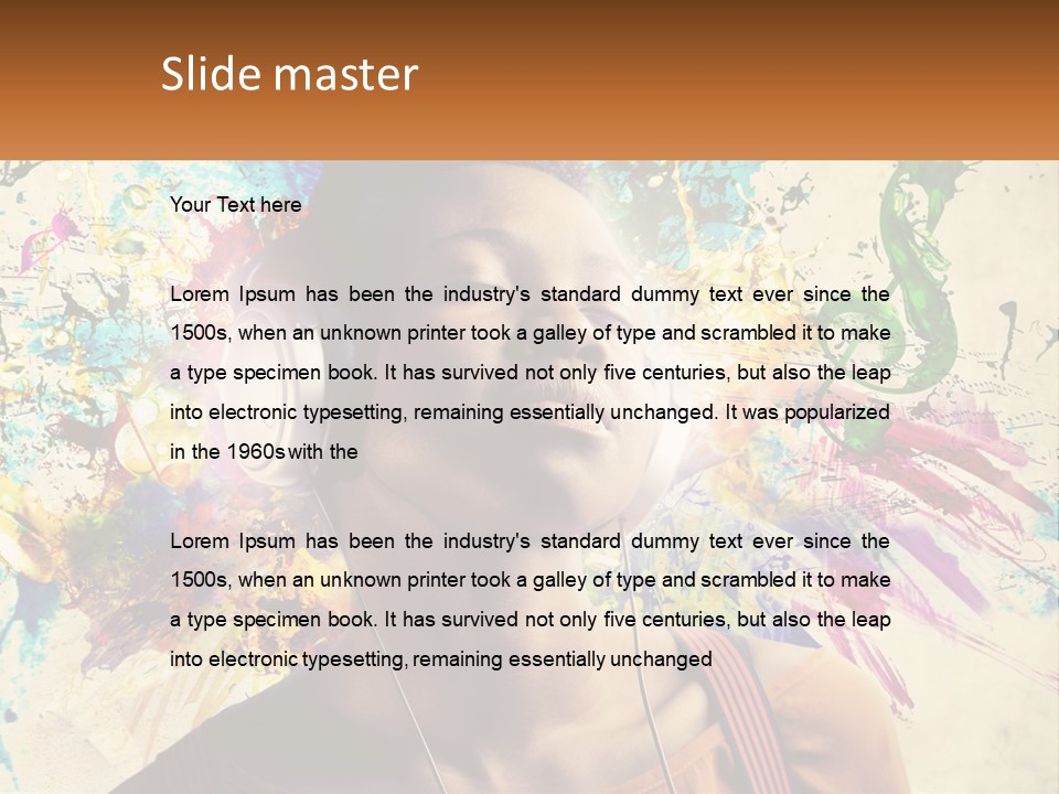 A Woman With Headphones Is Listening To Music PowerPoint Template