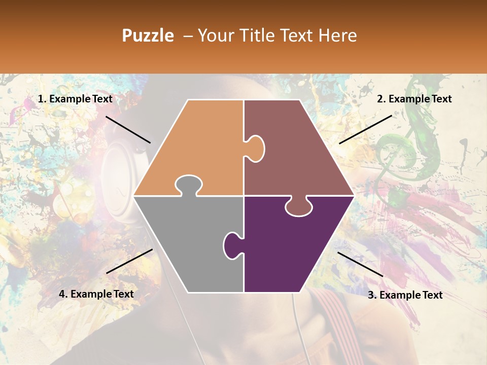 A Woman With Headphones Is Listening To Music PowerPoint Template