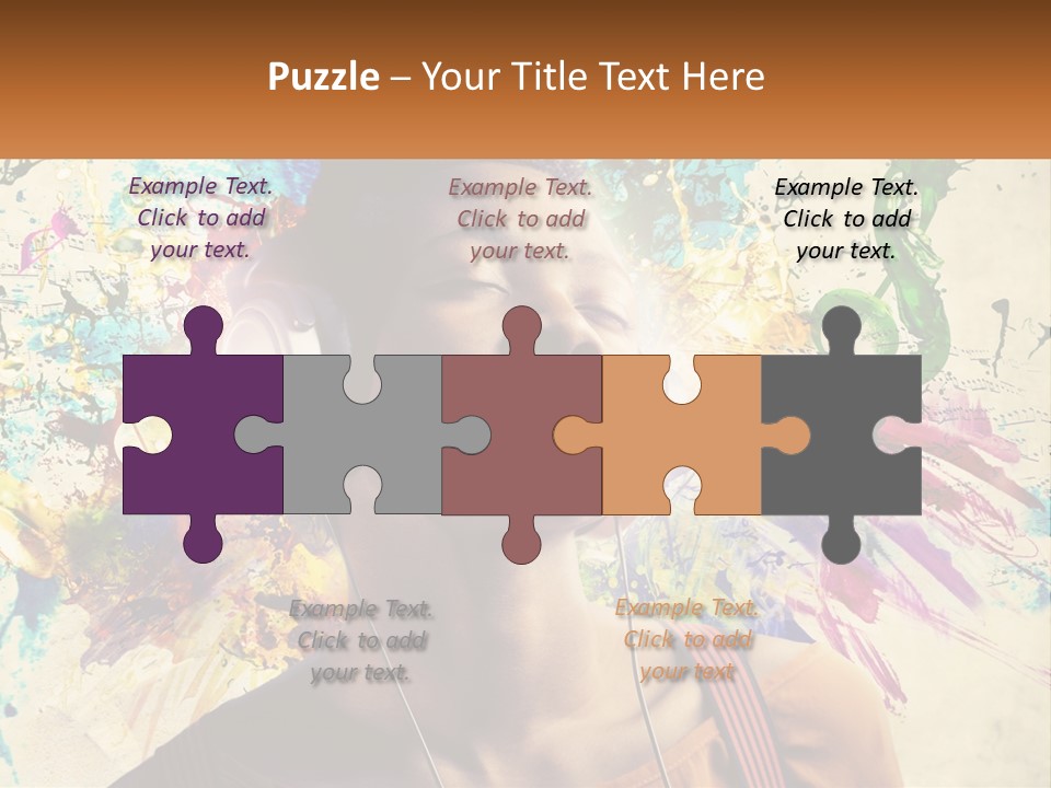 A Woman With Headphones Is Listening To Music PowerPoint Template