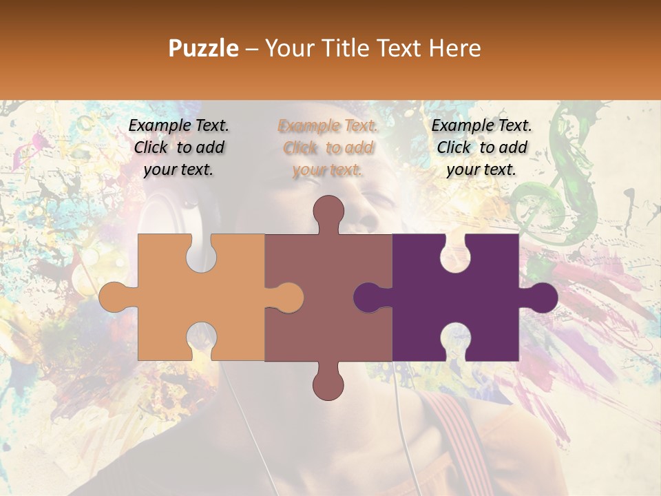 A Woman With Headphones Is Listening To Music PowerPoint Template