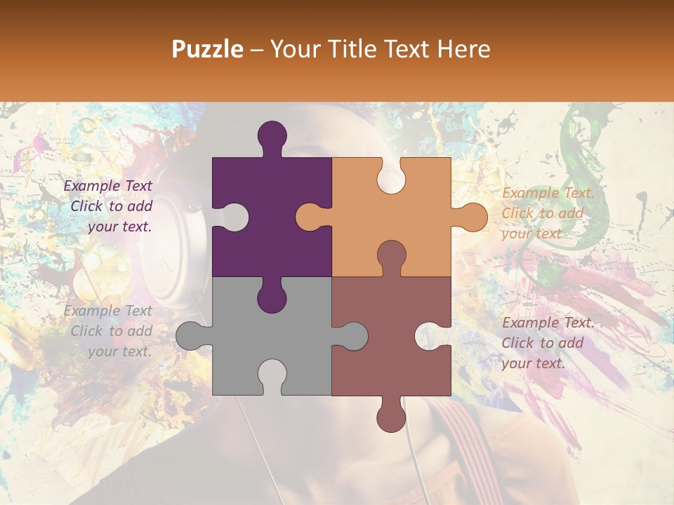 A Woman With Headphones Is Listening To Music PowerPoint Template