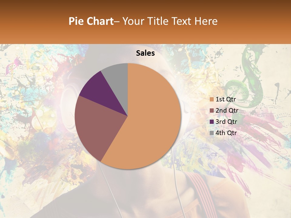 A Woman With Headphones Is Listening To Music PowerPoint Template