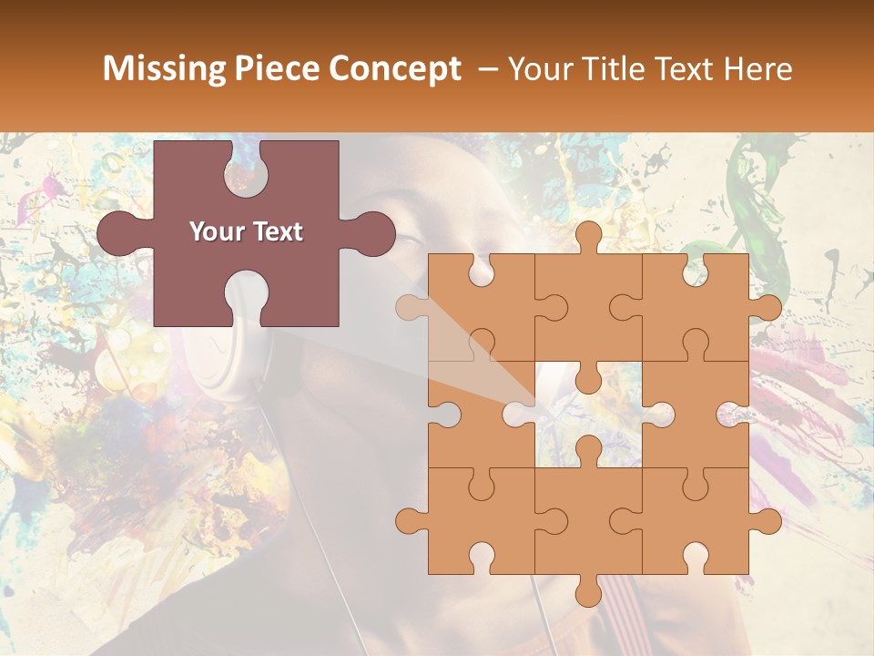 A Woman With Headphones Is Listening To Music PowerPoint Template