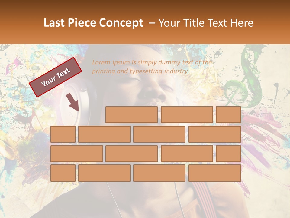 A Woman With Headphones Is Listening To Music PowerPoint Template