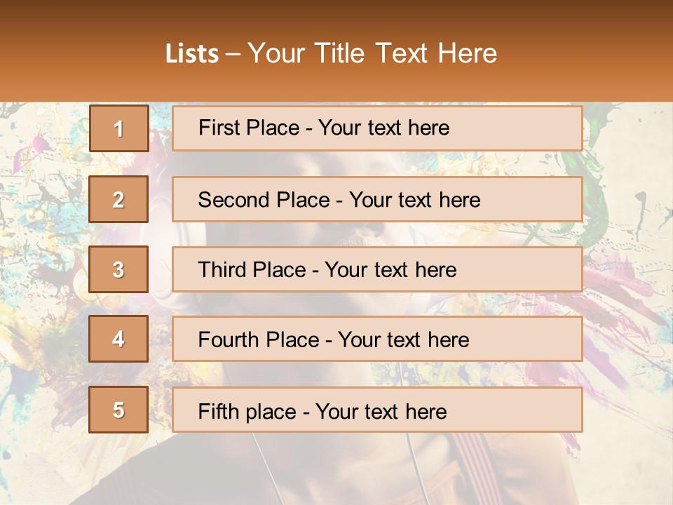 A Woman With Headphones Is Listening To Music PowerPoint Template