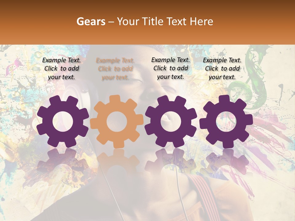 A Woman With Headphones Is Listening To Music PowerPoint Template