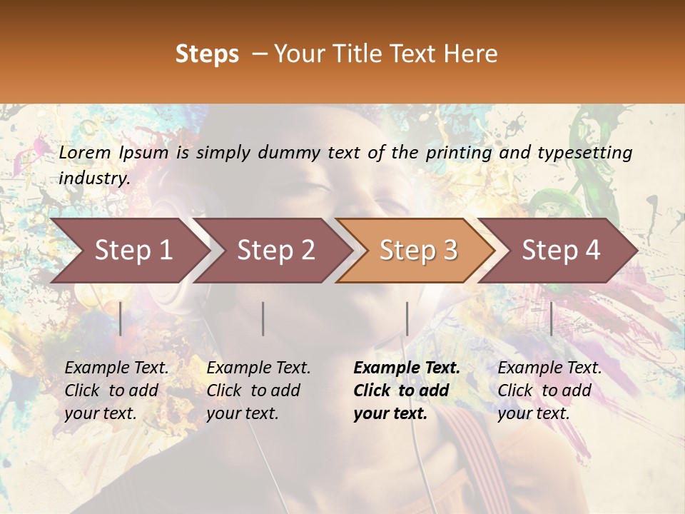 A Woman With Headphones Is Listening To Music PowerPoint Template