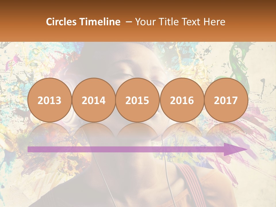 A Woman With Headphones Is Listening To Music PowerPoint Template