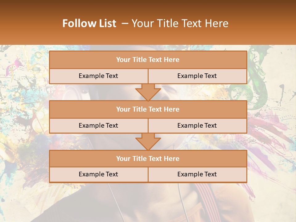 A Woman With Headphones Is Listening To Music PowerPoint Template