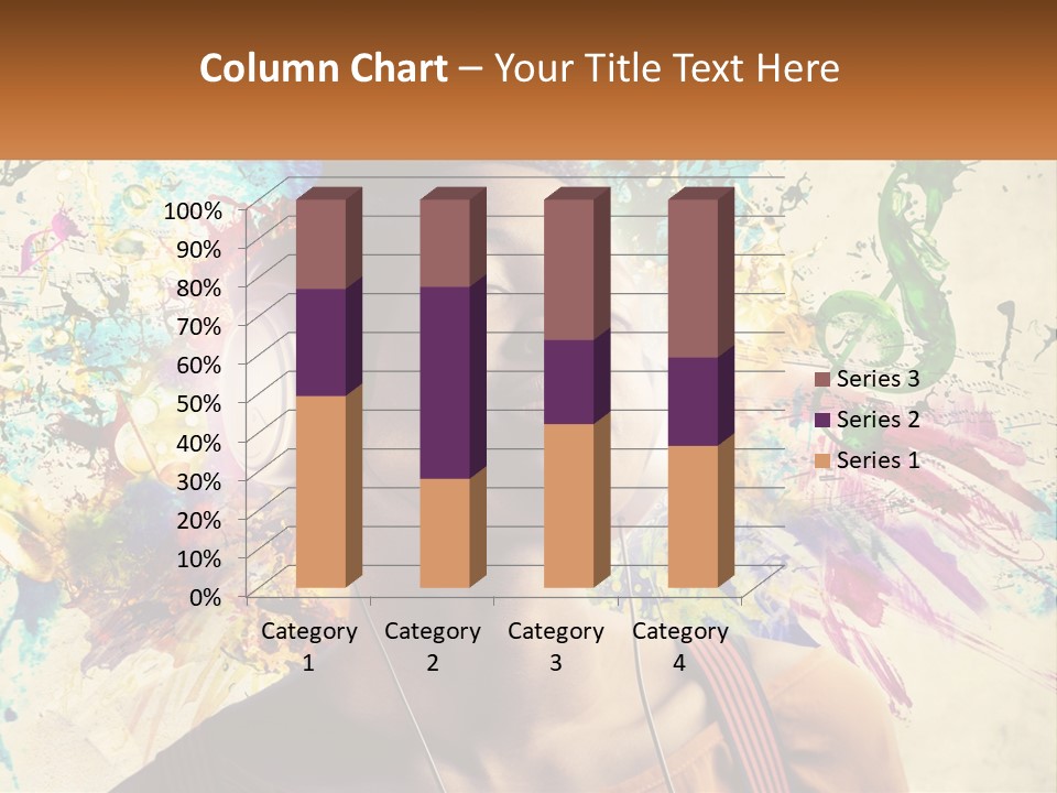 A Woman With Headphones Is Listening To Music PowerPoint Template