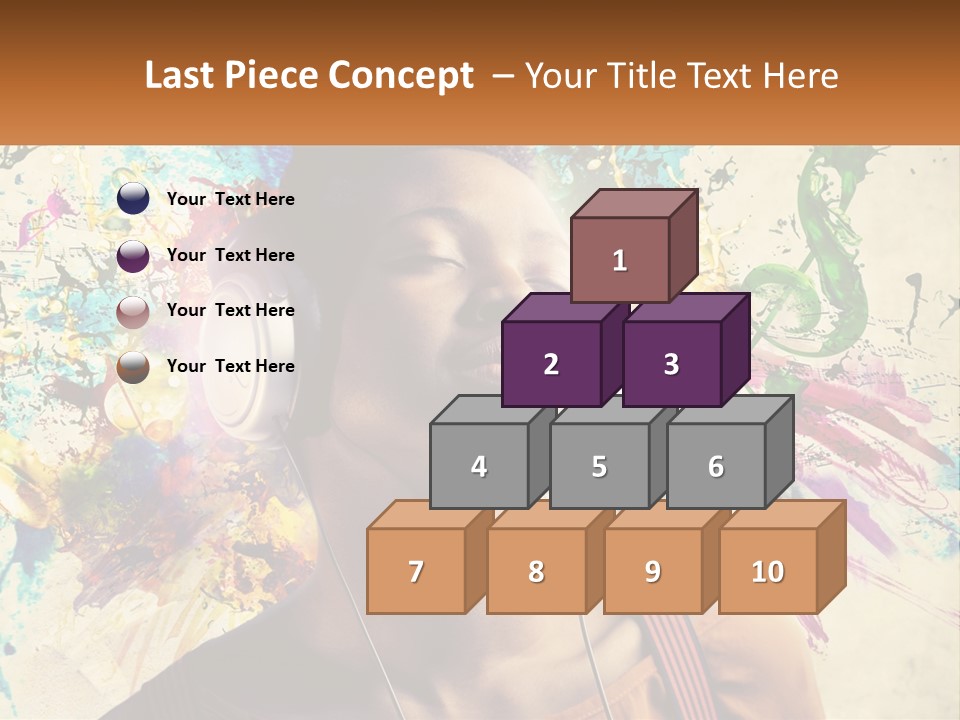 A Woman With Headphones Is Listening To Music PowerPoint Template