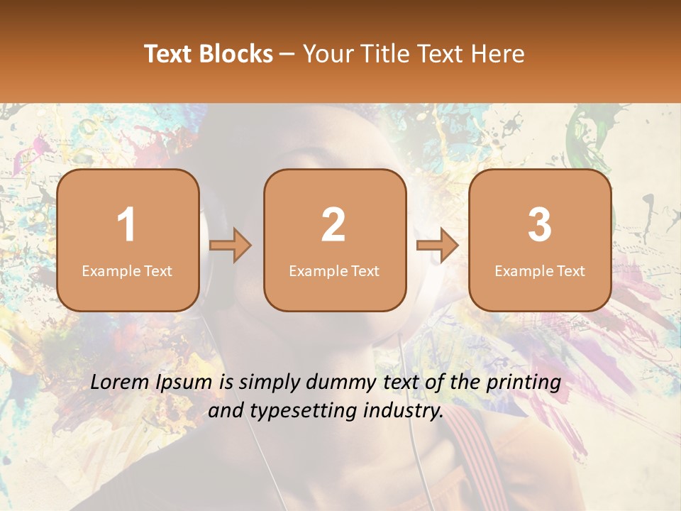 A Woman With Headphones Is Listening To Music PowerPoint Template