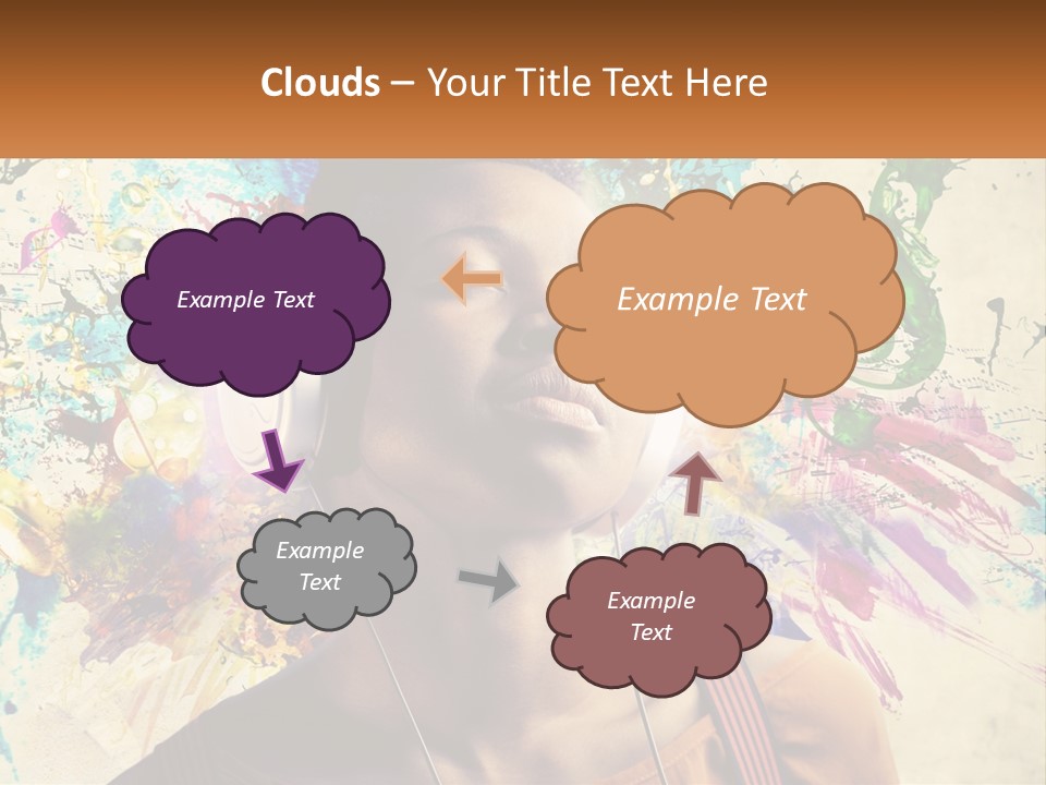 A Woman With Headphones Is Listening To Music PowerPoint Template