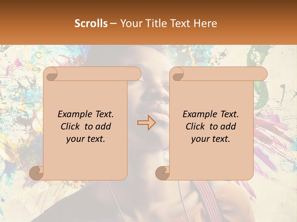 A Woman With Headphones Is Listening To Music PowerPoint Template