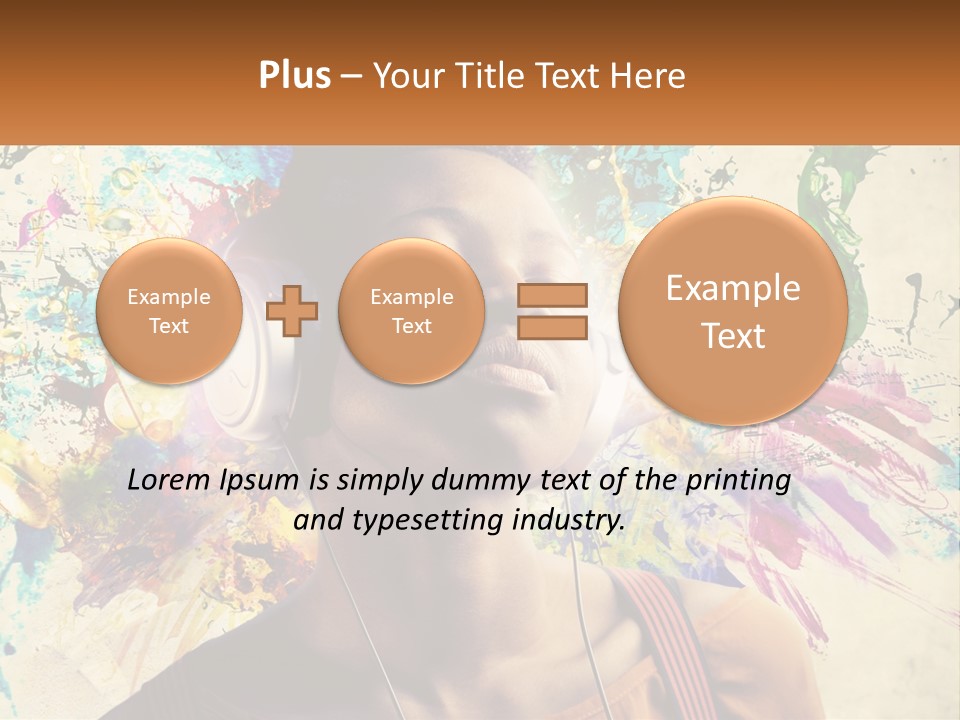 A Woman With Headphones Is Listening To Music PowerPoint Template