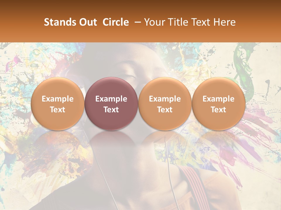 A Woman With Headphones Is Listening To Music PowerPoint Template