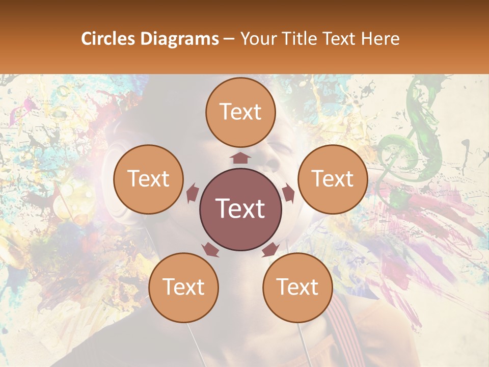 A Woman With Headphones Is Listening To Music PowerPoint Template