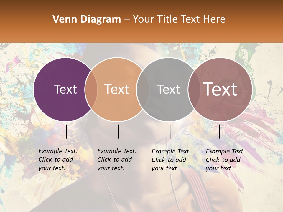 A Woman With Headphones Is Listening To Music PowerPoint Template