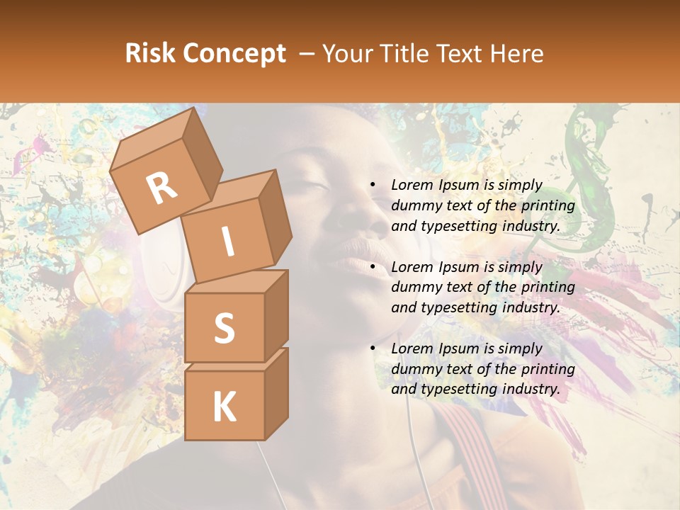 A Woman With Headphones Is Listening To Music PowerPoint Template