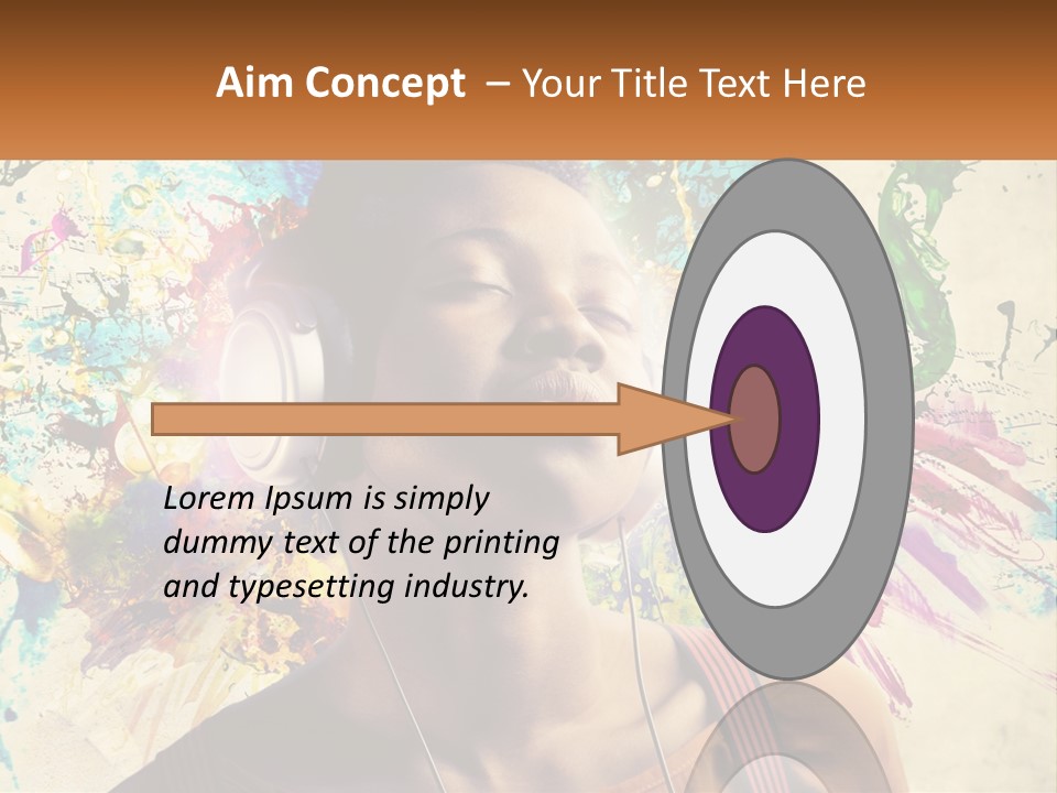 A Woman With Headphones Is Listening To Music PowerPoint Template