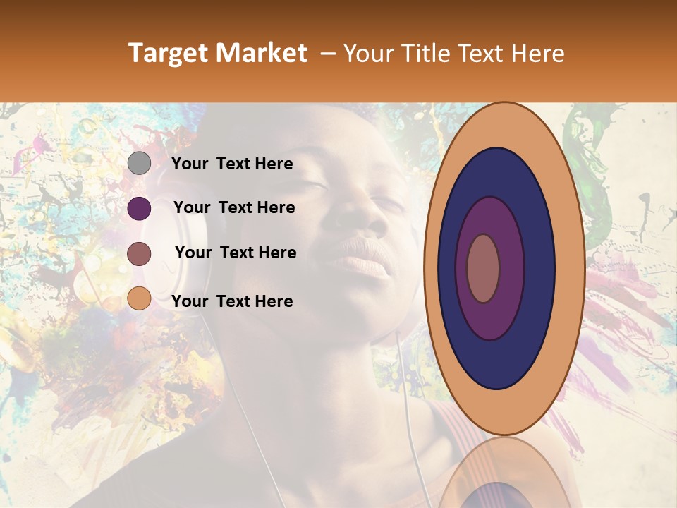 A Woman With Headphones Is Listening To Music PowerPoint Template