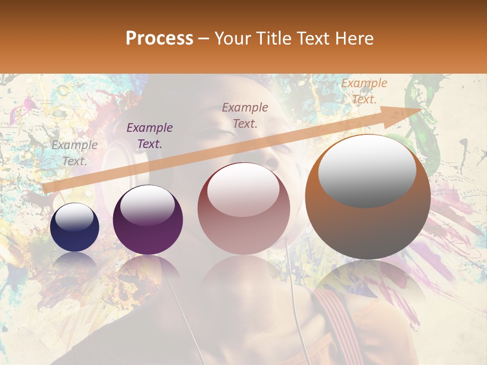 A Woman With Headphones Is Listening To Music PowerPoint Template