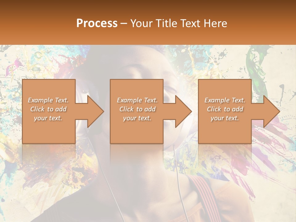 A Woman With Headphones Is Listening To Music PowerPoint Template