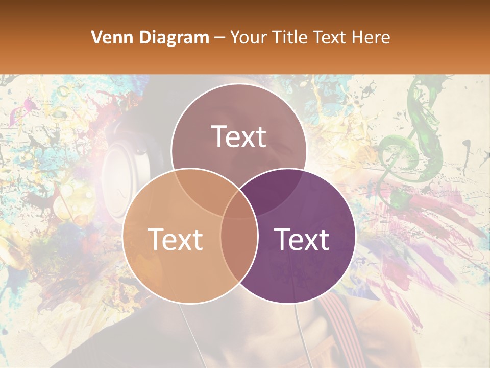 A Woman With Headphones Is Listening To Music PowerPoint Template