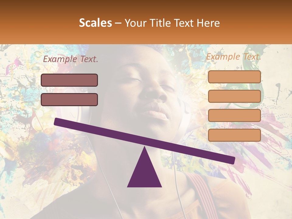 A Woman With Headphones Is Listening To Music PowerPoint Template