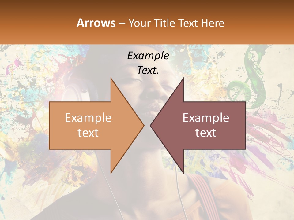 A Woman With Headphones Is Listening To Music PowerPoint Template