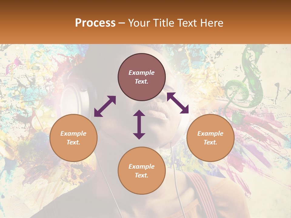 A Woman With Headphones Is Listening To Music PowerPoint Template