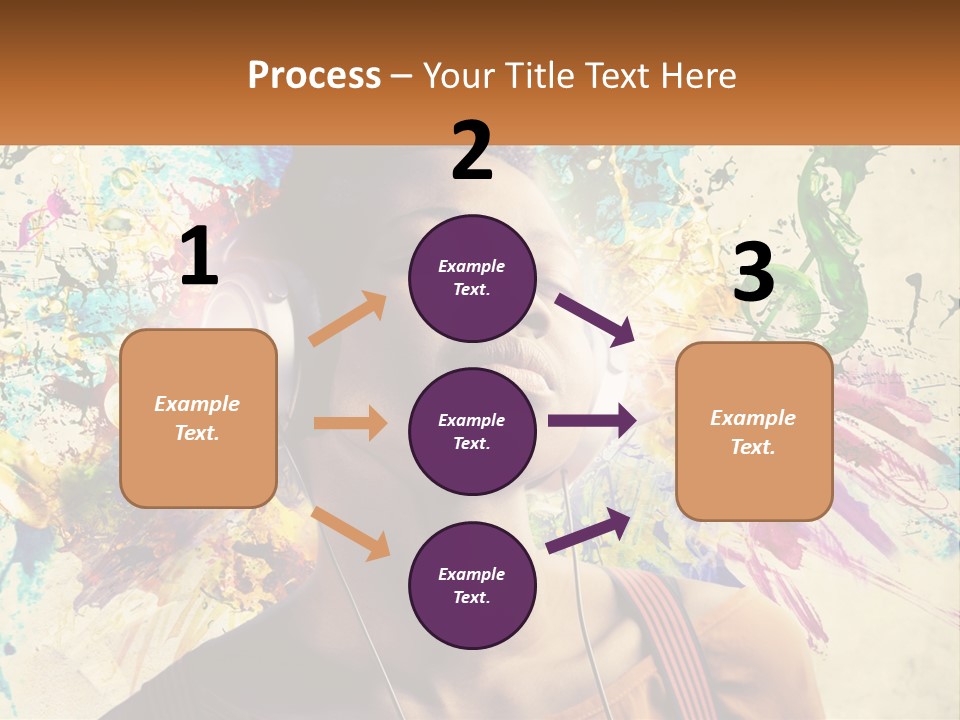 A Woman With Headphones Is Listening To Music PowerPoint Template