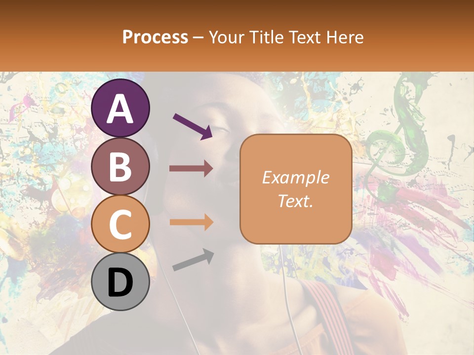 A Woman With Headphones Is Listening To Music PowerPoint Template