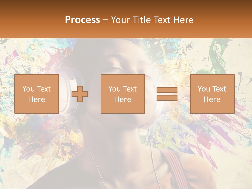 A Woman With Headphones Is Listening To Music PowerPoint Template
