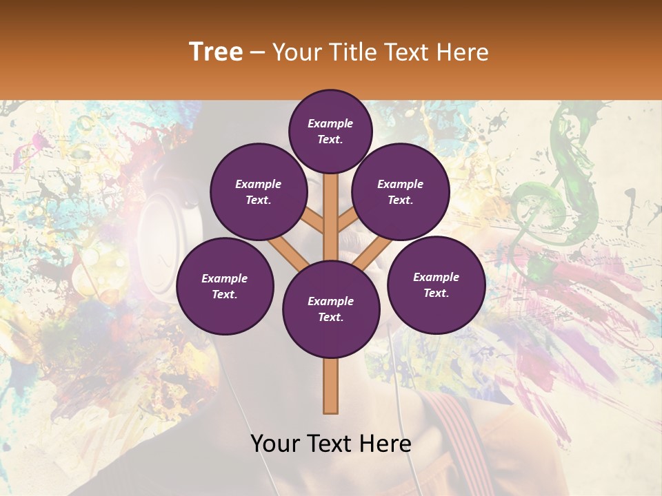 A Woman With Headphones Is Listening To Music PowerPoint Template