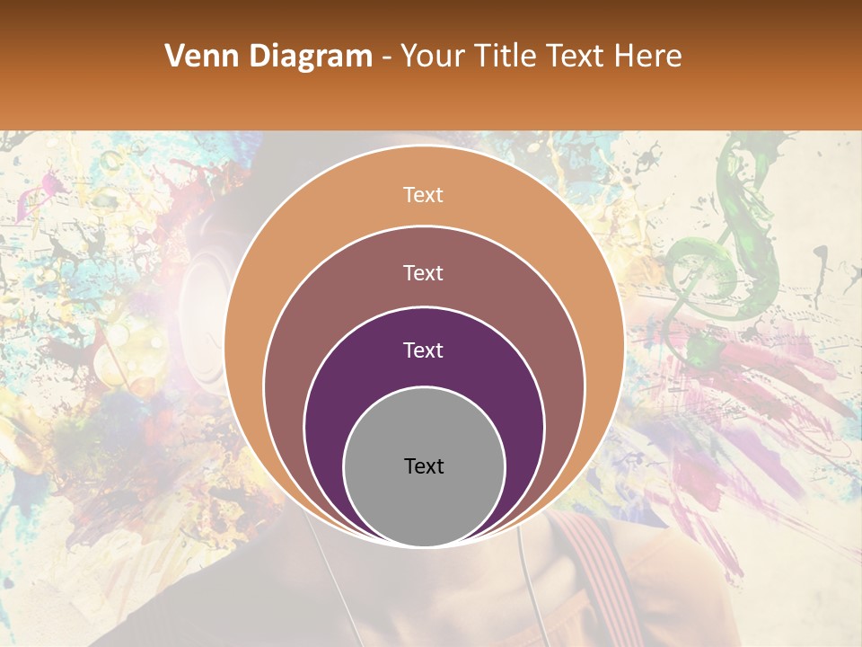 A Woman With Headphones Is Listening To Music PowerPoint Template